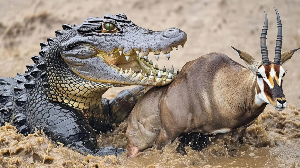 crocodile attacking human
