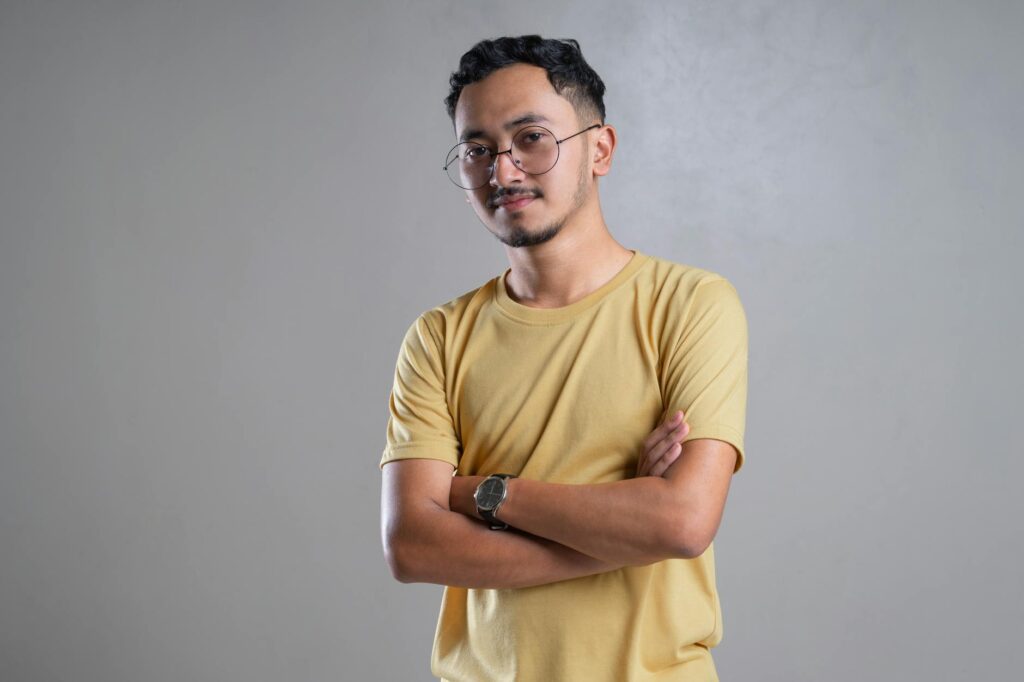 person confidently engaging in social setting