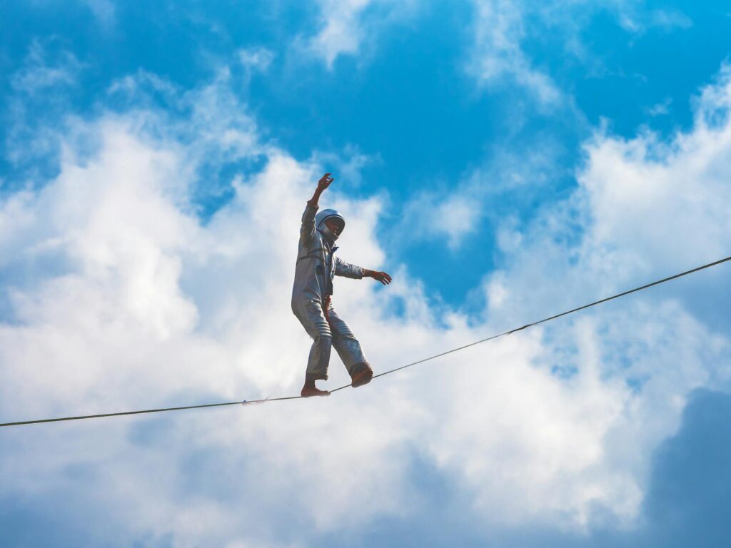tightrope walker playing trivia
