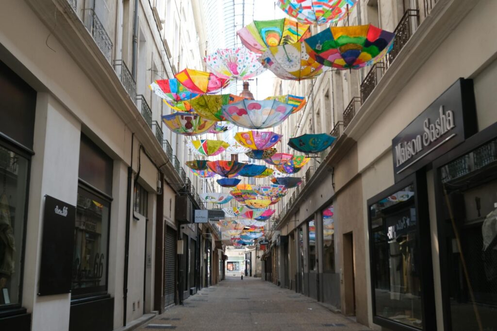 The Umbrellas of Cherbourg colorful scene